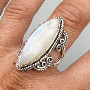 925 Sterling zilveren ring marquise regenboog Maansteen