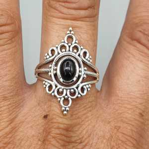 925 Sterling zilveren ring ovale zwarte Onyx