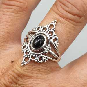 925 Sterling zilveren ring ovale zwarte Onyx