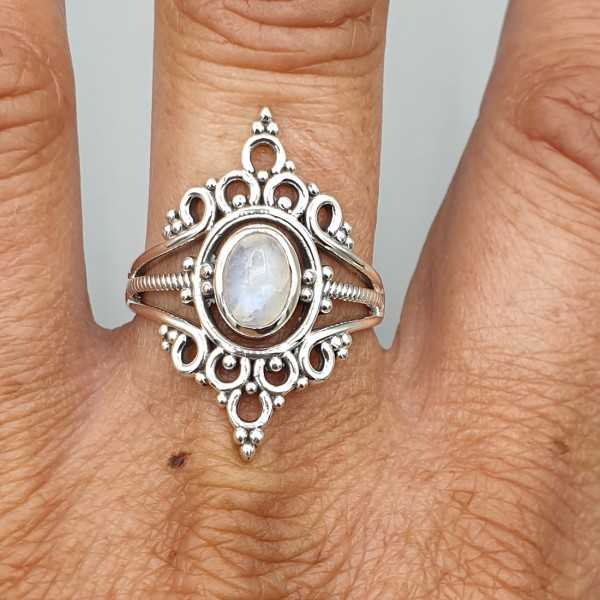 925 Sterling zilveren ring ovale Maansteen