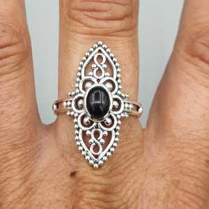 925 Sterling zilveren ring met ovale zwarte Onyx