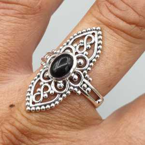 925 Sterling zilveren ring met ovale zwarte Onyx