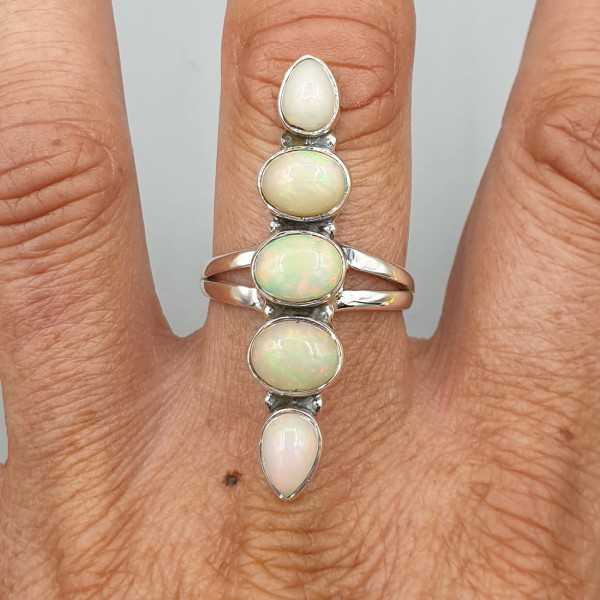 925 Sterling zilveren ring Ethiopische Opalen verstelbaar
