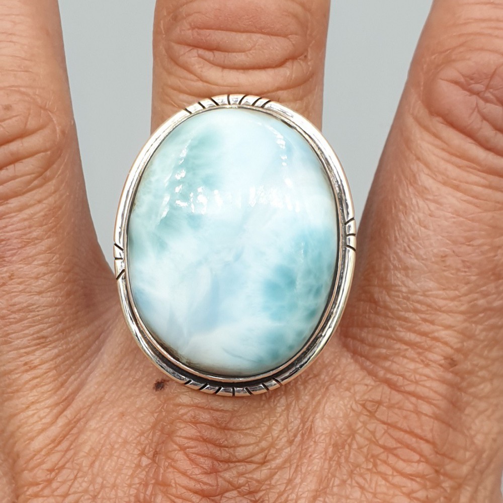 925 Sterling zilveren ring Larimar verstelbaar