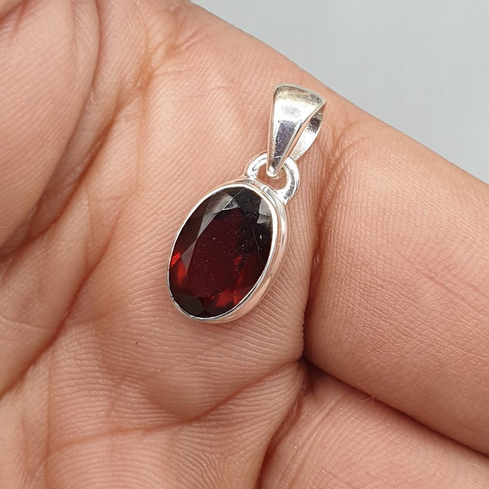 925 Sterling zilveren hanger ovale Granaat