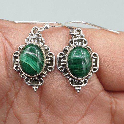 925 Sterling zilveren oorbellen Malachiet