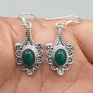 925 Sterling zilveren oorbellen groene Onyx