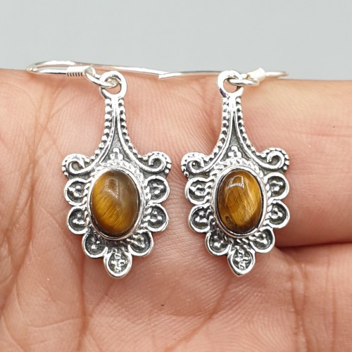 925 Sterling zilveren oorbellen met Tijgeroog