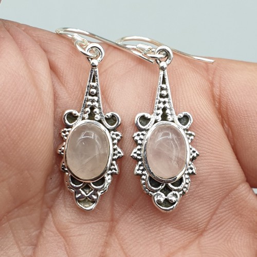 Zilveren oorbellen Rozenkwarts