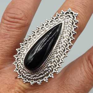 925 Sterling zilveren ring met zwarte Onyx verstelbaar