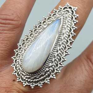 925 Sterling zilveren ring Maansteen verstelbaar