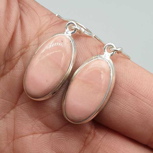 925 Sterling zilveren oorbellen ovale roze Opaal