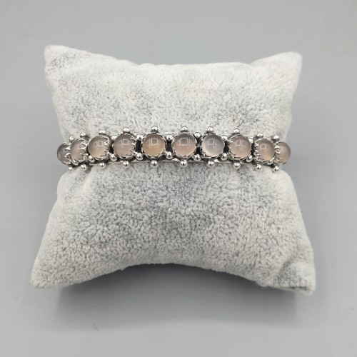 925 Sterling zilveren bangle gezet met Rozenkwarts