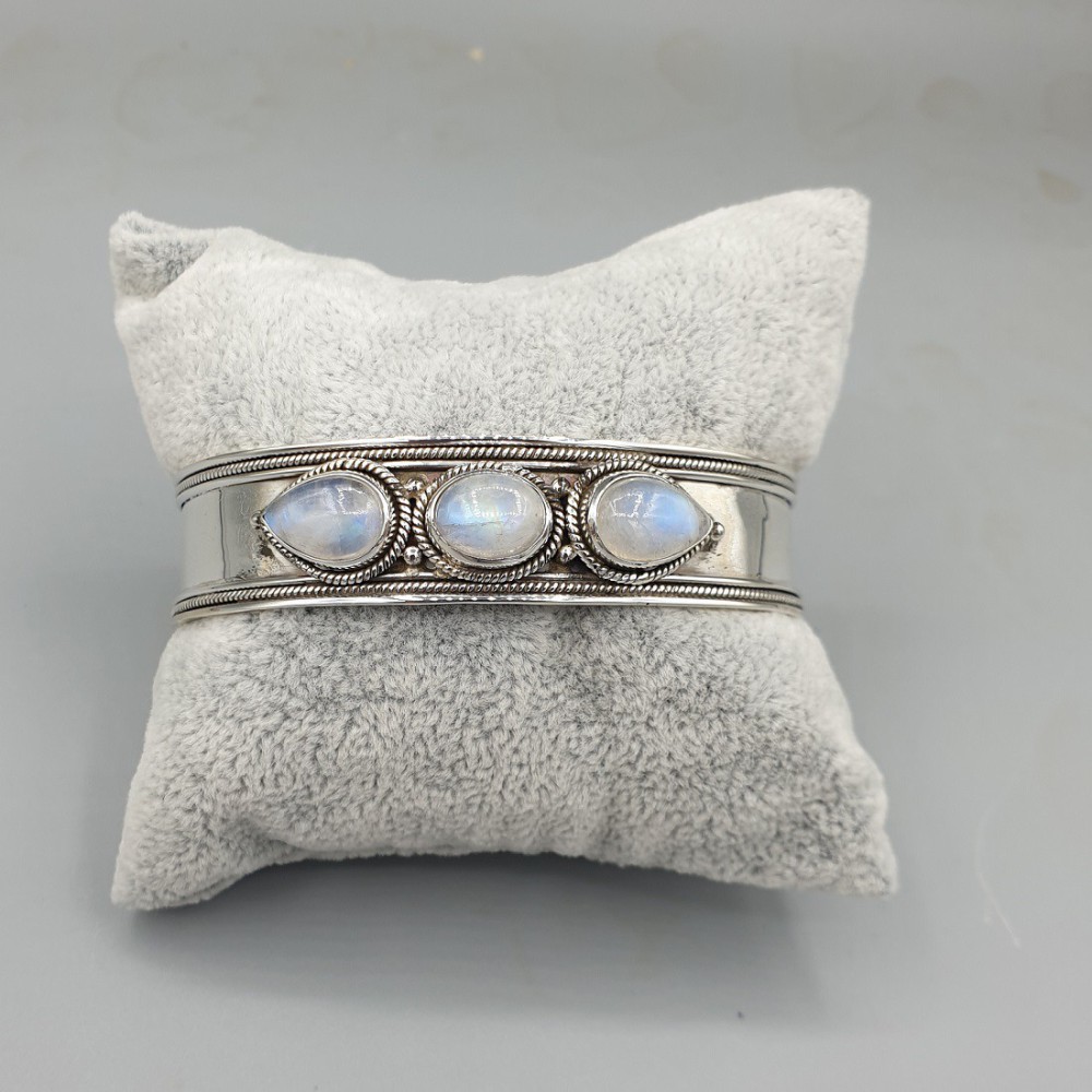 925 Sterling zilveren bangle regenboog Maansteen