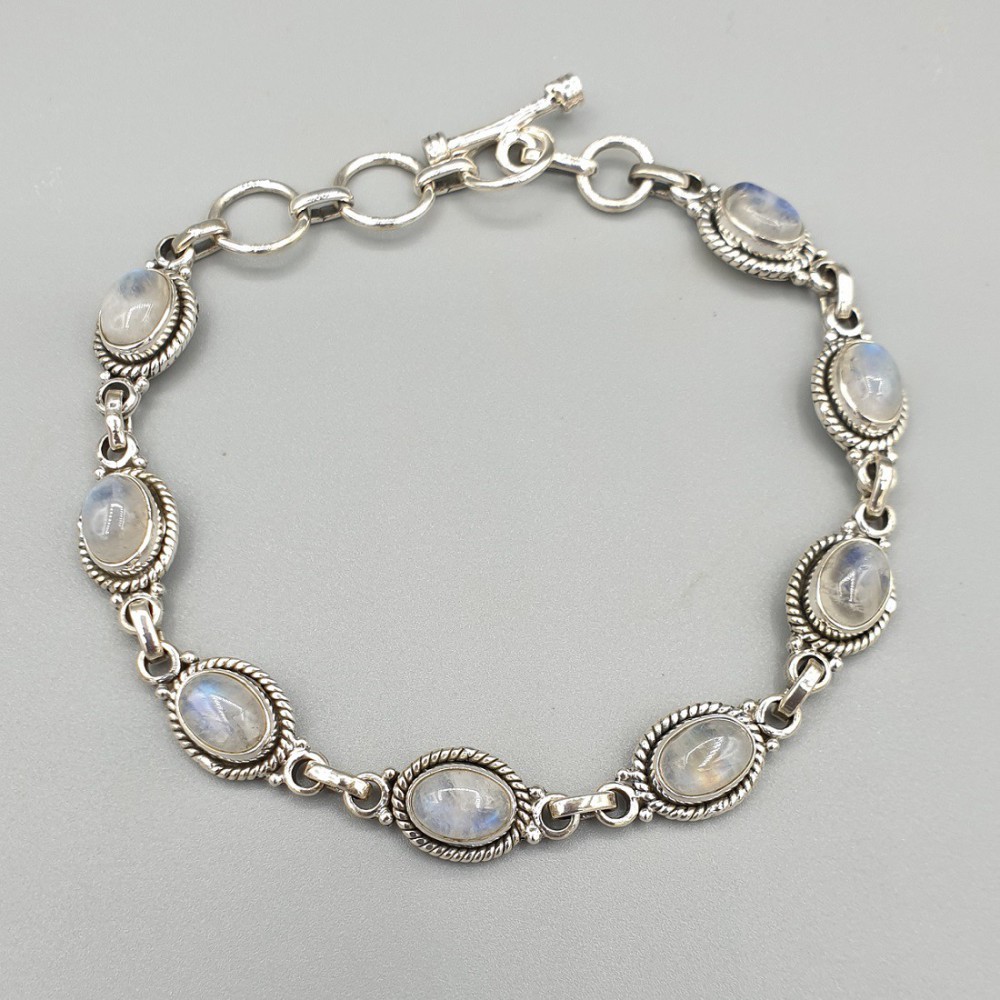 925 Sterling zilveren armband met regenboog Maansteen