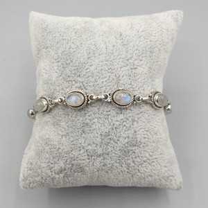 925 Sterling zilveren armband met regenboog Maansteen