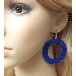 Earrings with large round-cut blue Jade