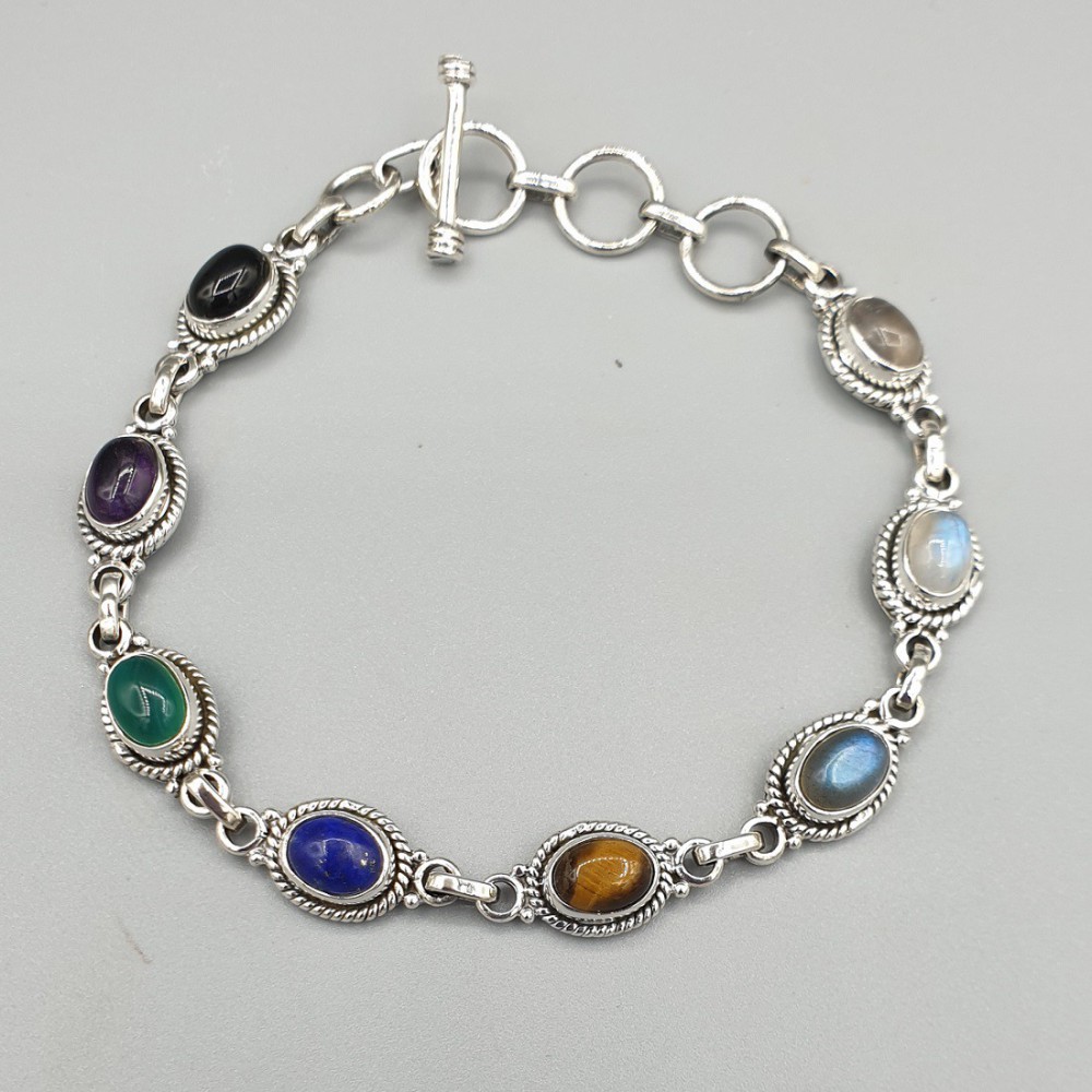 925 Sterling zilveren armband met multi edelstenen