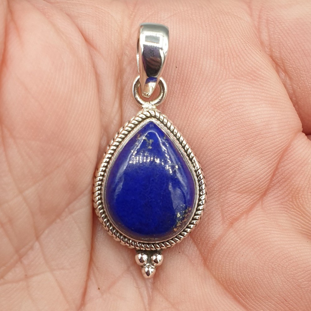 Zilveren hanger druppelvormige Lapis Lazuli small