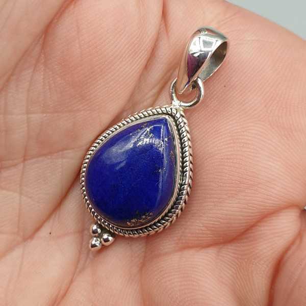 Zilveren hanger druppelvormige Lapis Lazuli small