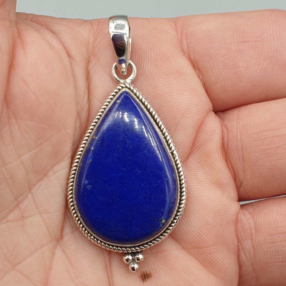 Zilveren hanger druppelvormige Lapis Lazuli medium