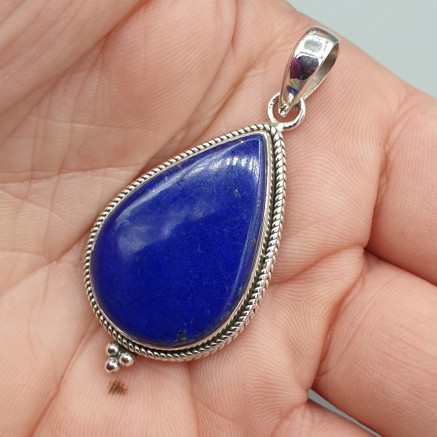 Zilveren hanger druppelvormige Lapis Lazuli medium