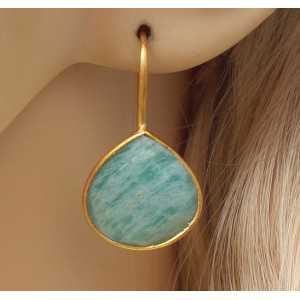 Vergoldete Ohrringe-set mit eine Ovale Form Amazonit