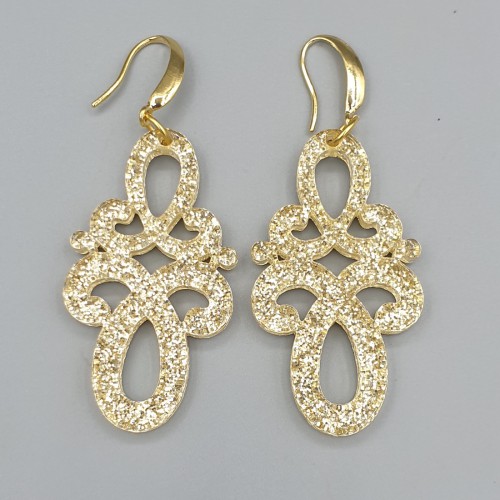 Oorbellen goud kleurige resin hanger