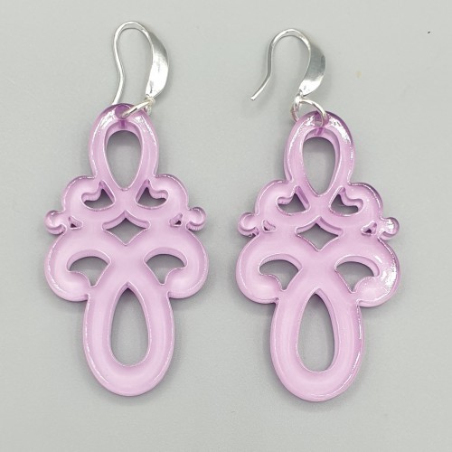 Oorbellen lila kleurige resin hanger