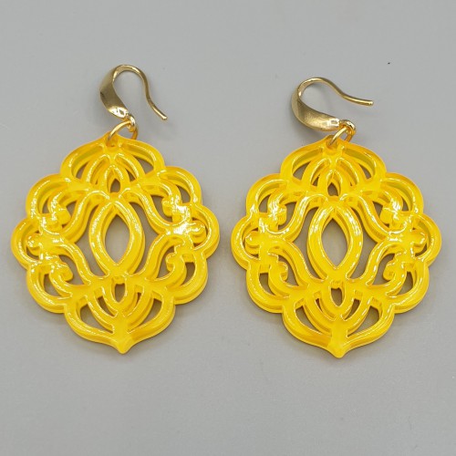 Oorbellen gele resin hanger