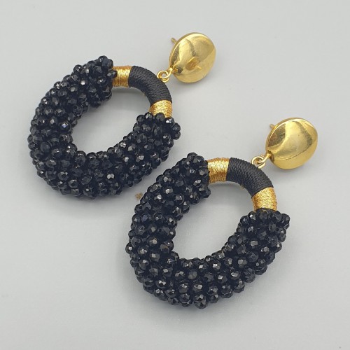 Glassberry oorbellen zwart goud kleurig