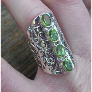 Silber ring mit Peridot und offen gearbeiteten ring band 17 mm