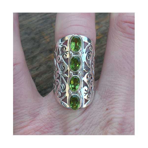 Silber ring mit Peridot und offen gearbeiteten ring band 17 mm