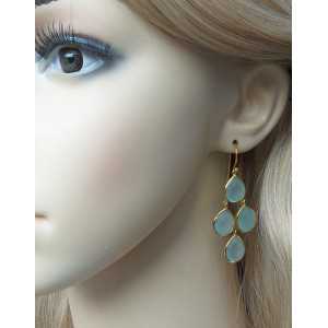 Gold plated long earrings with aqua Chalcedony