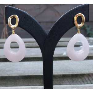 Gold plated earrings with rose quartz drop