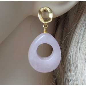 Gold plated earrings with rose quartz drop