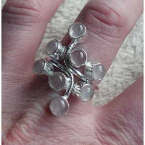 Silber ring set mit cabochon Rosenquarz-Steinen, 19 mm 