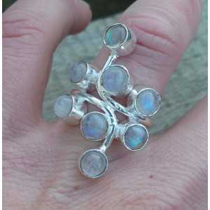 Silber ring set mit Runden cabochon Mondsteine 17 mm 