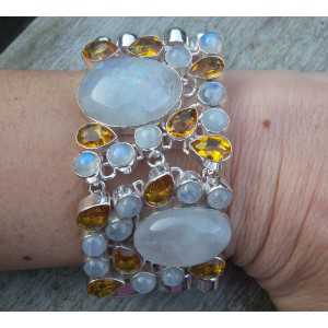 Silver bracelet with Citrine and cabochon Moonstones 