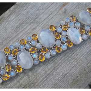 Silver bracelet with Citrine and cabochon Moonstones 