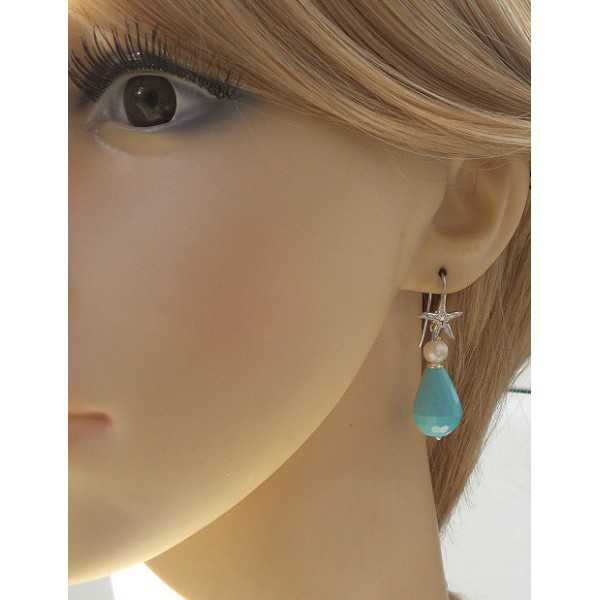 Silver earrings with Turquoise and Pearl