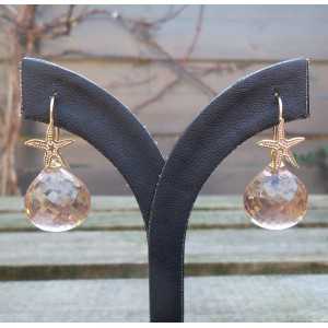Gold plated earrings with Honey Topaz briolet