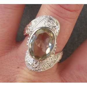 Silber ring besetzt mit grüne Amethyst ring Größe 19.7 mm
