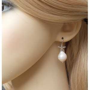 Zilveren oorbellen met Keshi Parel