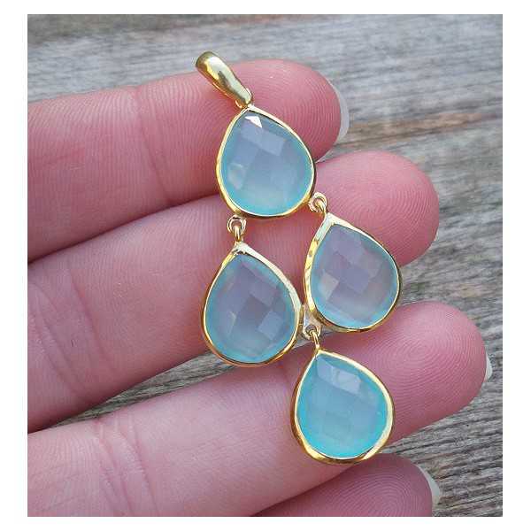 Gold-plated pendant set with aqua Chalcedony