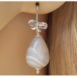 Zilveren oorbellen met Agaat briolet