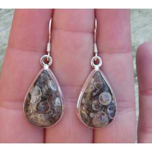 Zilveren oorbellen met druppelvorm Turitella Agaat 