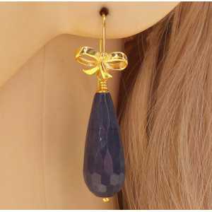 Vergoldete Ohrringe mit blauen Jade-briolet