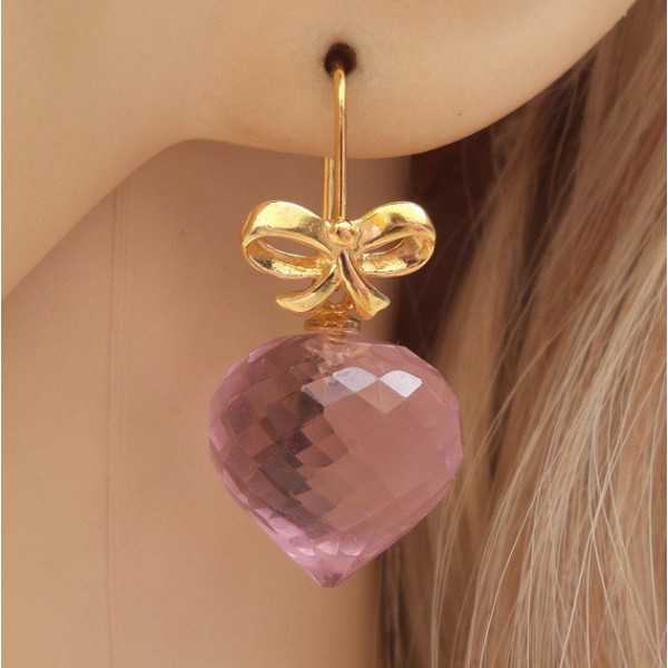 Vergoldete Ohrringe mit rosa Topas Zwiebel briolet