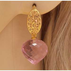 Vergoldete Ohrringe mit rosa Topas Zwiebel